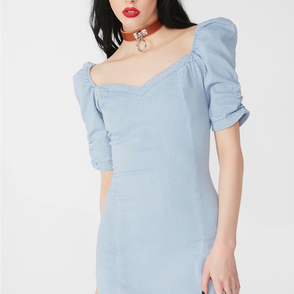 Dolls Kill “Classy Effect” Puff Sleeve Mini Dress – Size Medium - Picture 9 of 10